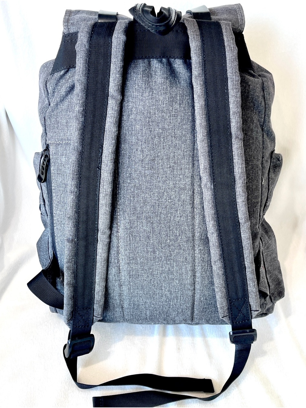 Veegul Charcoal Gray Canvas Vintage Rucksack Laptop Backpack Striped Lining - Picture 3 of 8